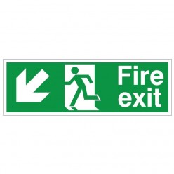 Fire Exit Arrow Down Left Sign