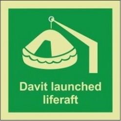 Davit launched liferaft 100x110mm sign