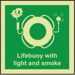Lifebuoy with light and smoke sign 100x110mm
