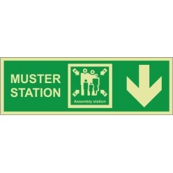 Muster station down sign 400x150mm