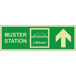 Muster station up sign 400x150mm