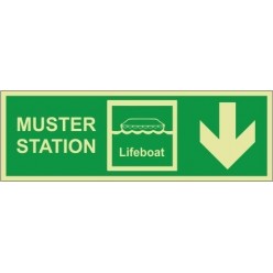 Muster station down sign 400x150mm