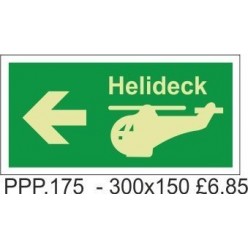 Helideck left 300x150mm sign