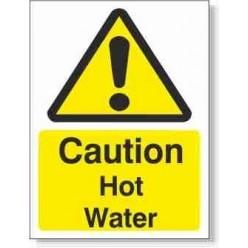 Caution Hot Water Sign - 150mm x 200mm