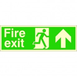 Extra Large Glow in the Dark Fire Exit Left Sign 900mm x 300mm - Rigid Plastic