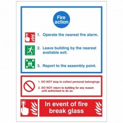 Fire Action Sign 200 x 300mm