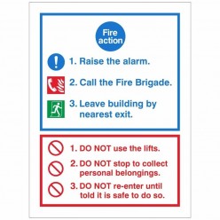 Fire Action Sign 150 x 200mm