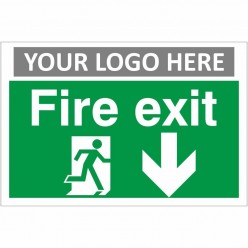 Fire Exit Arrow Down Sign With or Without Your Logo