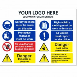 Safety Starts Here Sign With or Without Your Logo 800mm x 600mm - 4mm Corex