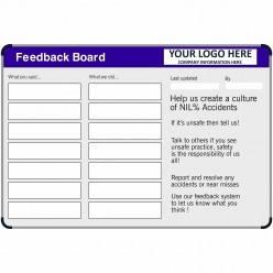 Feedback Board With or Without Your Logo 900mm x 600mm - Magnetic Dry Wipe Board