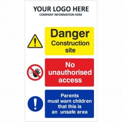 Multi Message Site Safety Sign With or Without Your Logo 600mm x 1000mm - 4mm Corex