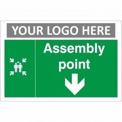 Fire Assembly Point Arrow Down Sign With or Without Your Logo