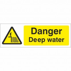 Danger Deep Water Sign 600 x 200mm - Rigid Plastic