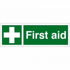 First Aid Sign 600mm x 200mm - 1mm Rigid Plastic