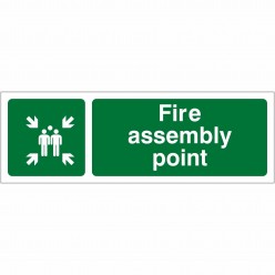 Fire Assembly Point Sign 600mm x 200mm - 1mm Rigid Plastic