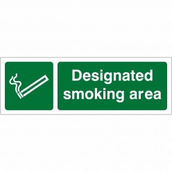 Designated Smoking Area Sign 600mm x 200mm - 1mm Rigid Plastic