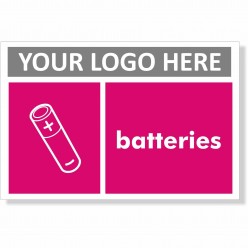 Batteries Recycling Sign With or Without Your Logo