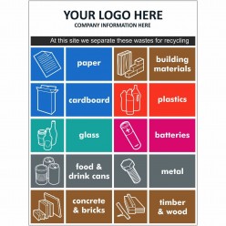 Separate Waste Recycling Sign With or Without Your Logo 900mm x 1200mm - 10mm Corex