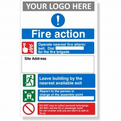 Fire Action Sign With or Without Your Logo