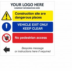 Construction Sites Are Dangerous Places Sign With or Without Your Logo 600mm x 600mm - 4mm Corex