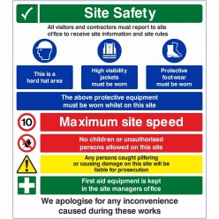 Site Safety Sign 800mm x 900mm - 4mm Corex