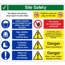 Site Safety Sign With or Without Your Logo 900mm x 800mm - 4mm Corex