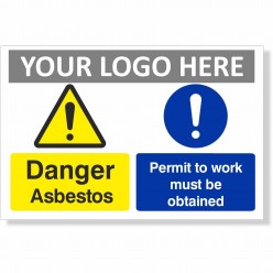 Danger Asbestos Permit To Work Must Be Obtained Sign With or Without Your Logo