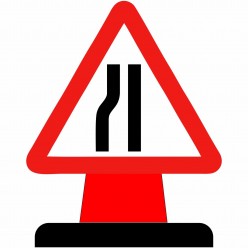 Road Narrows On Left Cone...